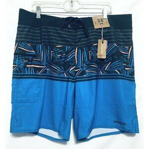 Patagonia Mens Size 38 Blue Rain Fern Stripe Stretch Planing Boardshorts 19 NWT
